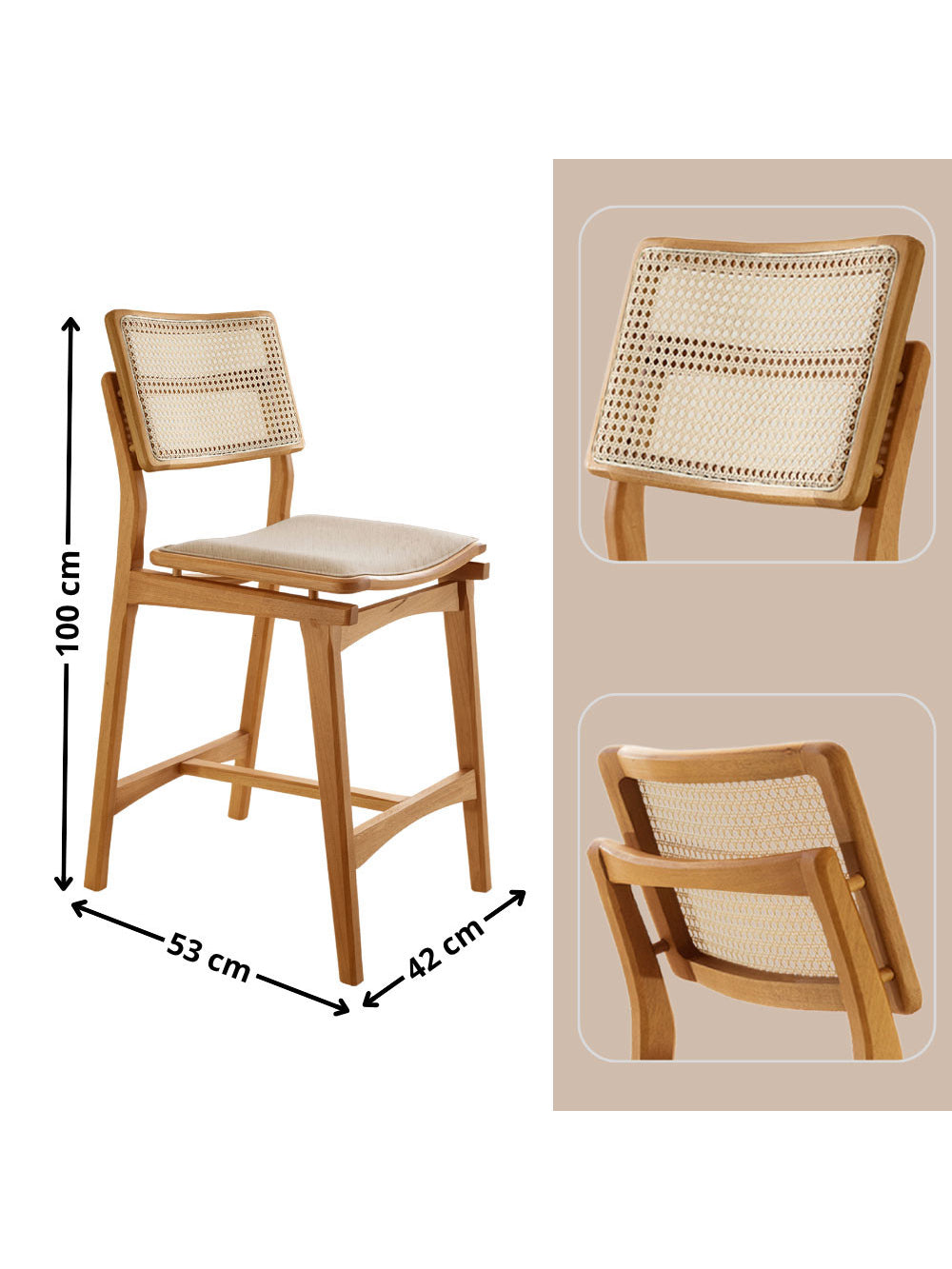 Conjunto com 2 Banquetas Eva Premium - Milano / Imbuia Nat.