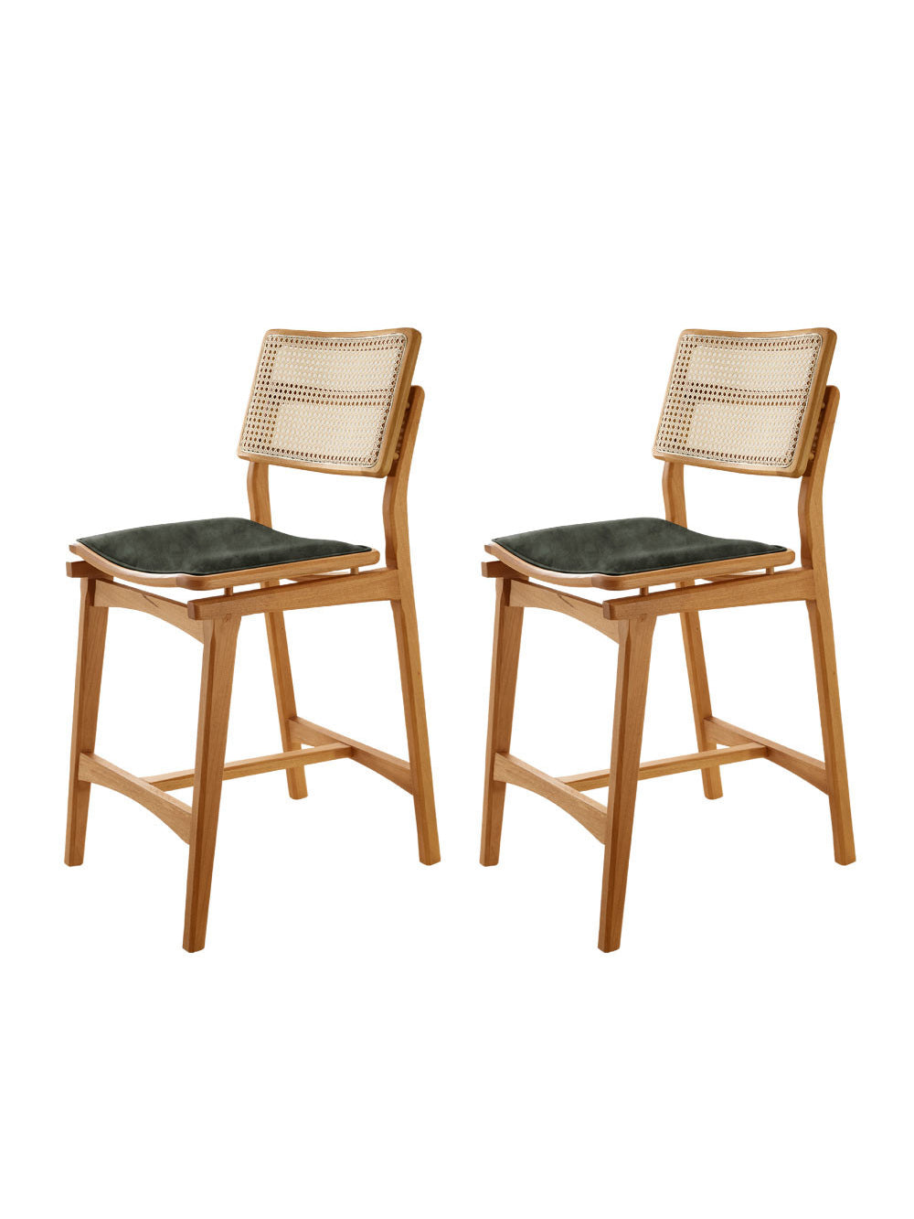 Conjunto com 2 Banquetas Eva Premium - Jade / Imbuia Nat.