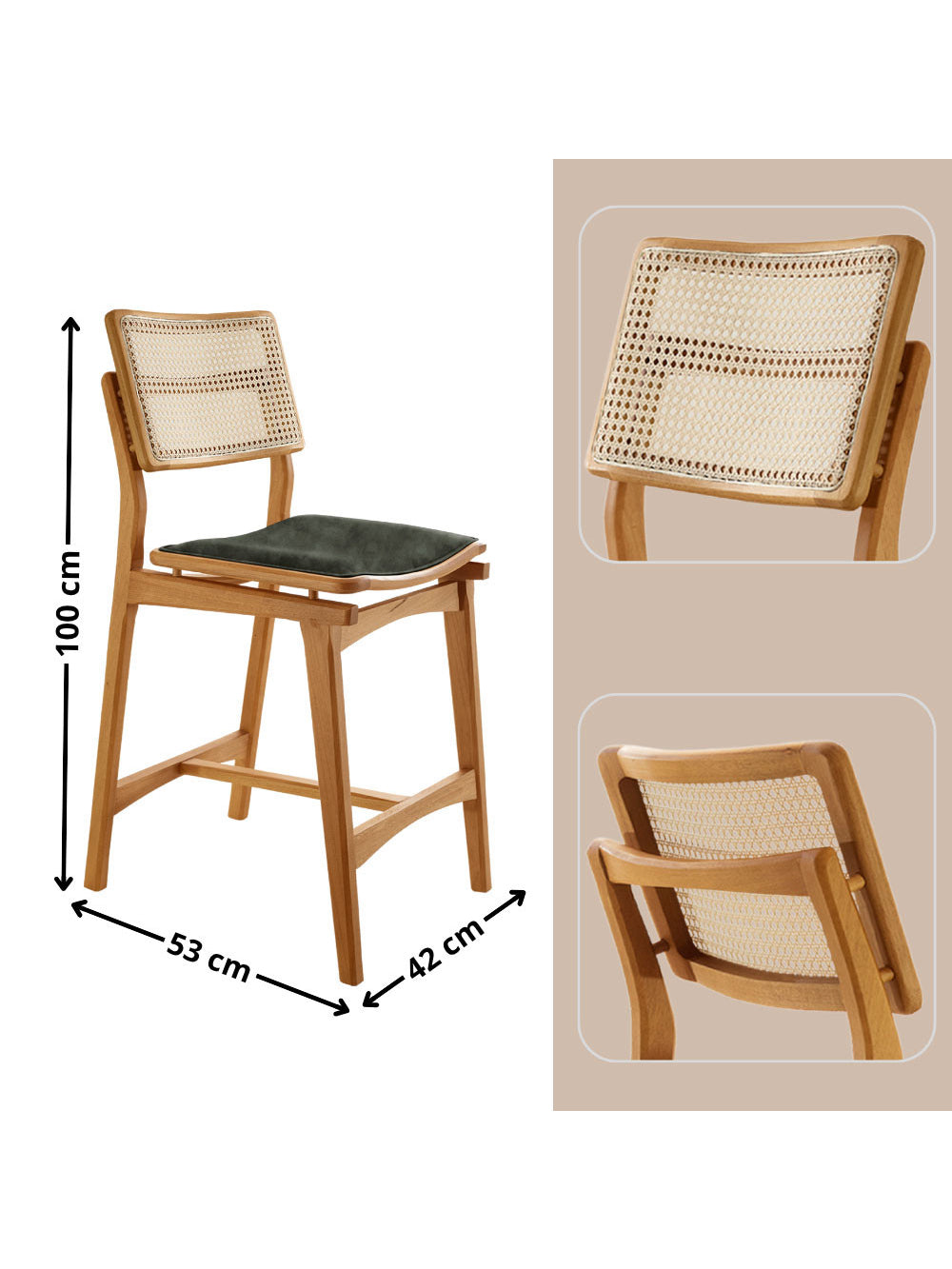 Conjunto com 2 Banquetas Eva Premium - Brisa/ Imbuia Nat.