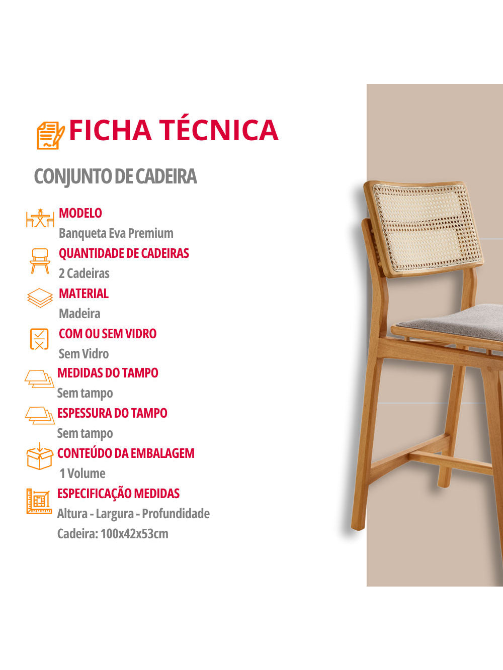 Conjunto com 2 Banquetas Eva Premium