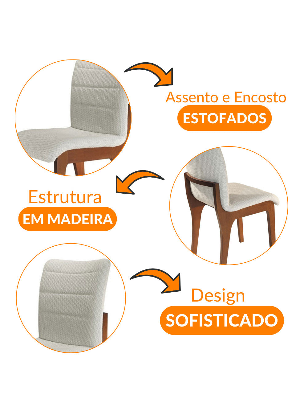 Conjunto com 2 Cadeiras Bella em Madeira Maciça Mobillare