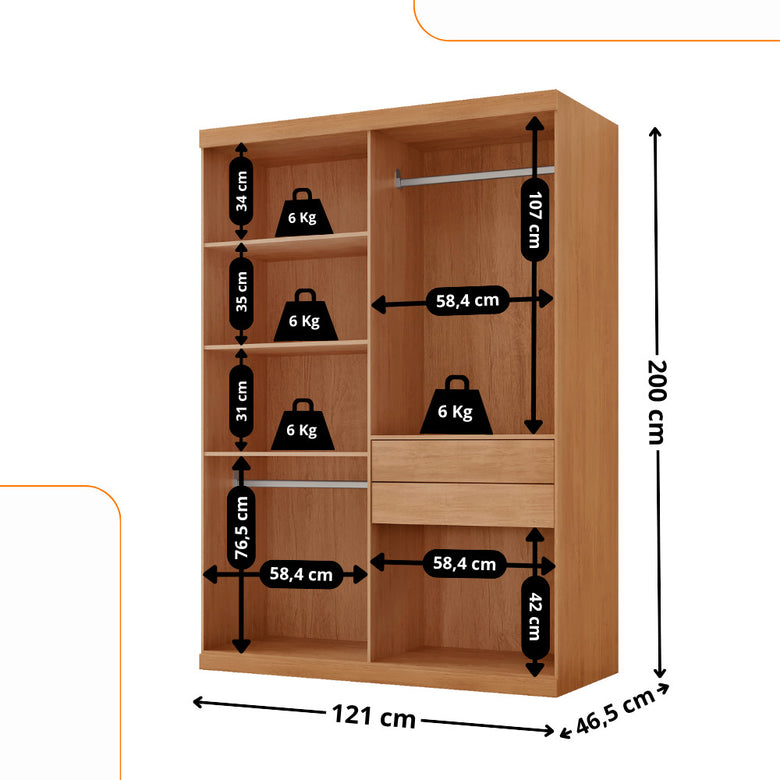 Guarda Roupa Solteiro Hera 4 Portas MDF Rufato
