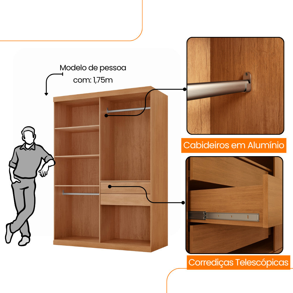 Guarda Roupa Solteiro Hera 4 Portas MDF Rufato