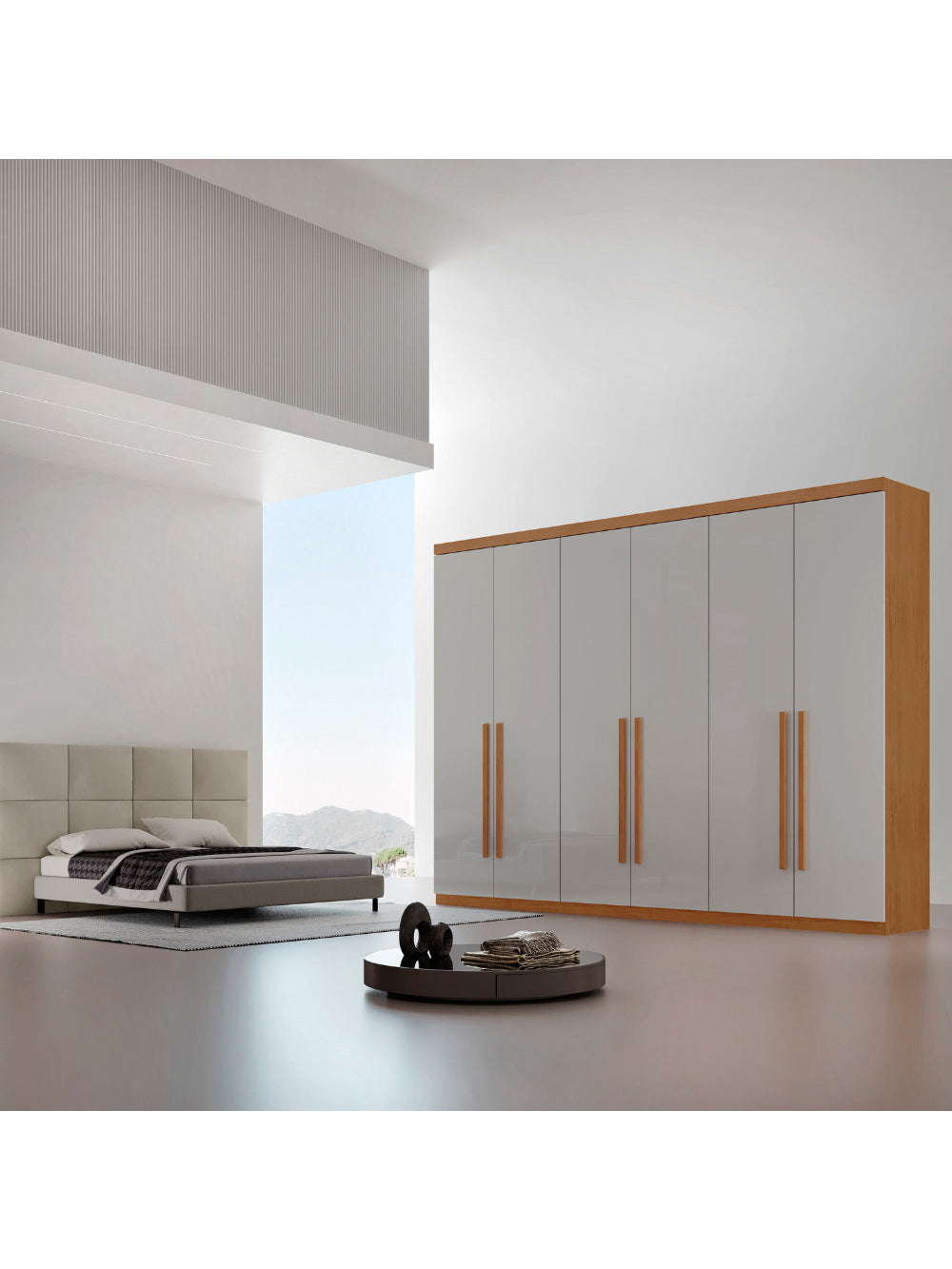 Guarda Roupa Casal Maya 100 MDF 6 Portas e 6 Gavetas - Rufato - Imbuia/Off White/Imbuia