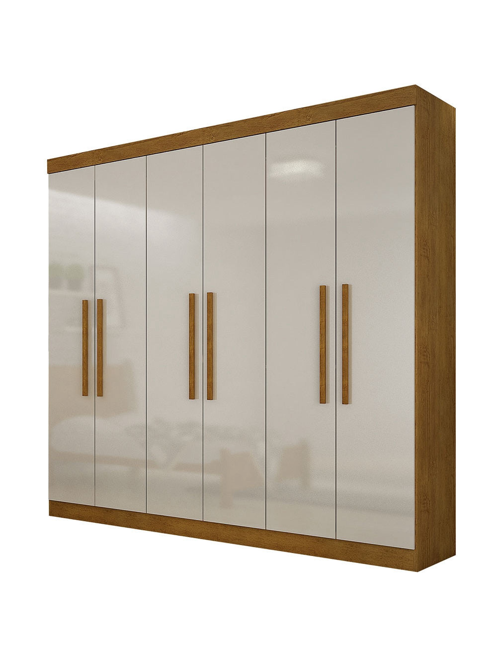 Guarda Roupa Casal Hera 6 Portas MDF Rufato - Imbuia/Off White