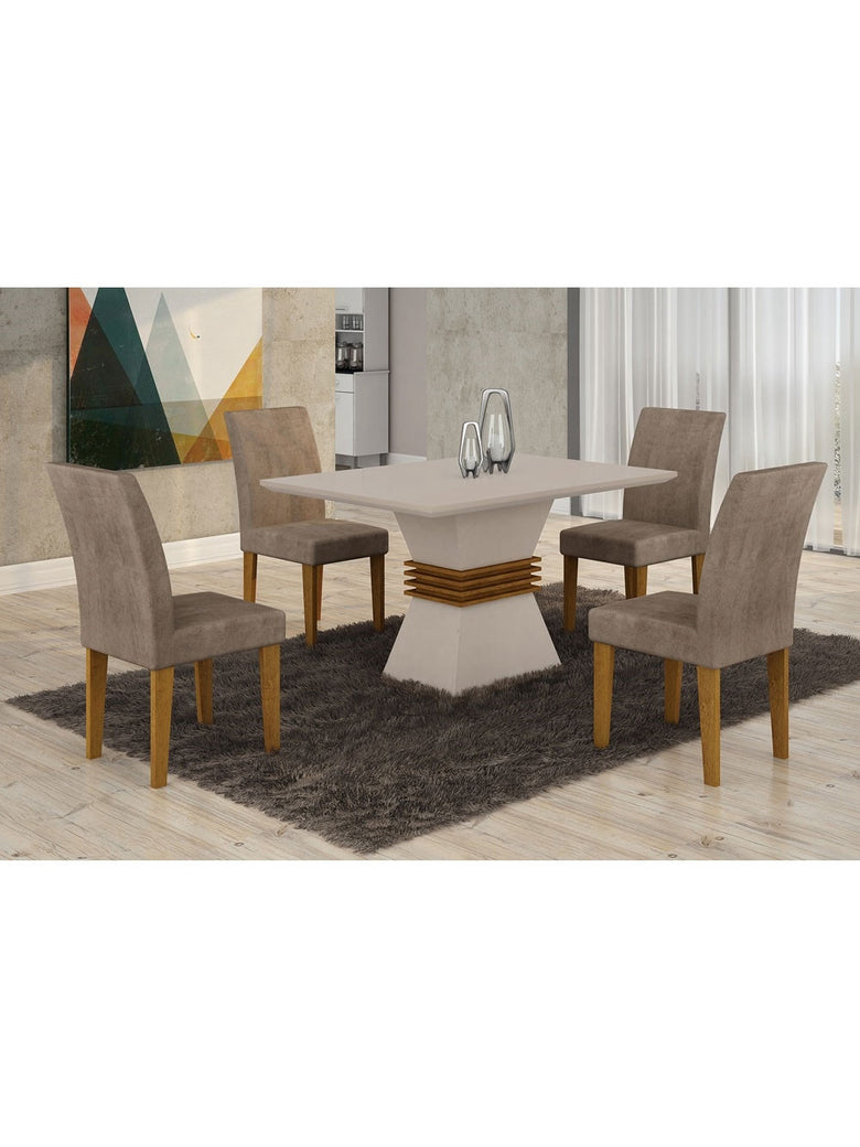 Sala de Jantar Lucy com 4 Cadeiras Grécia Rufato