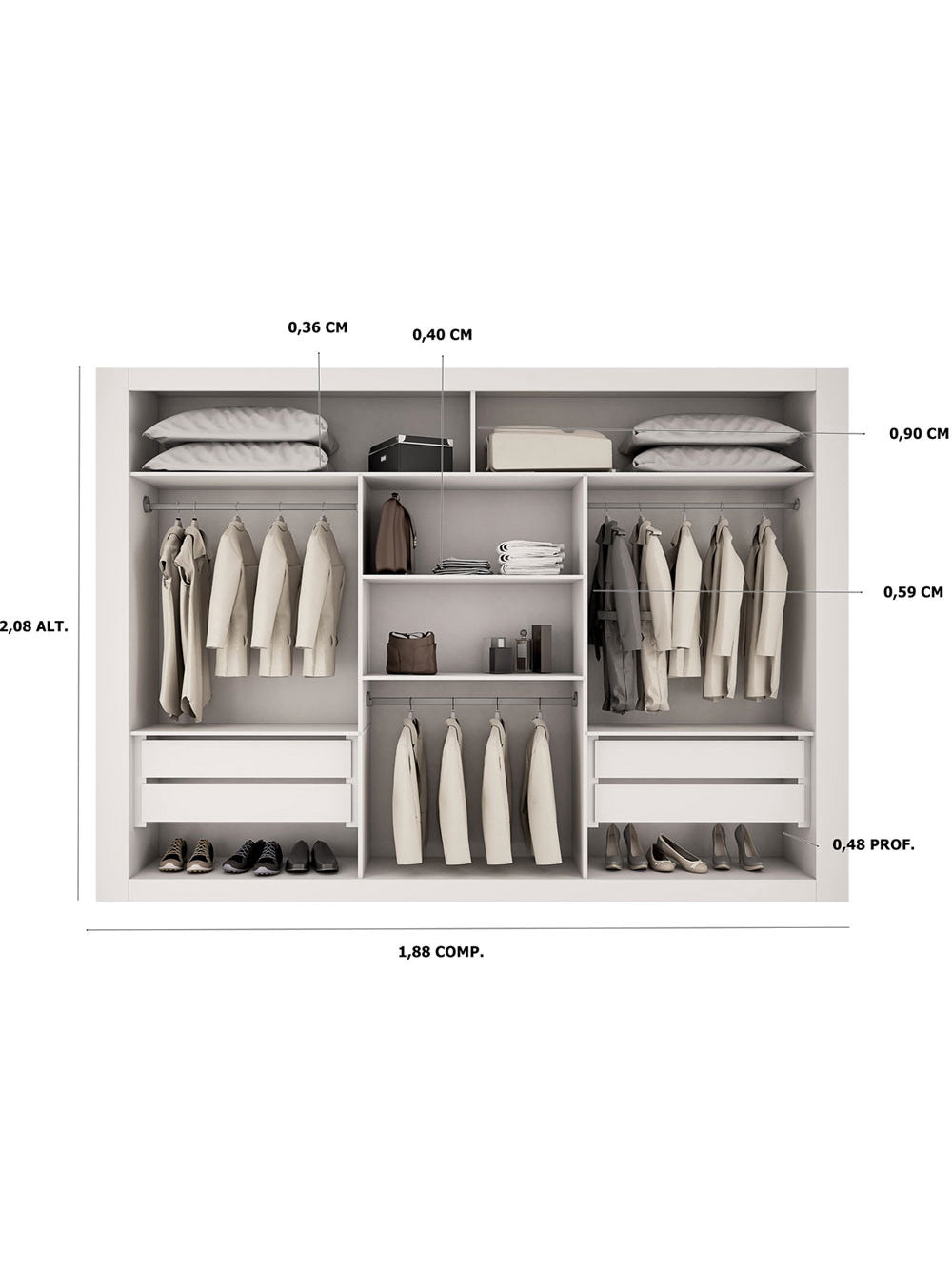 Closet Berlim Convencional 4 Gavetas MDF Rufato - Imbuia