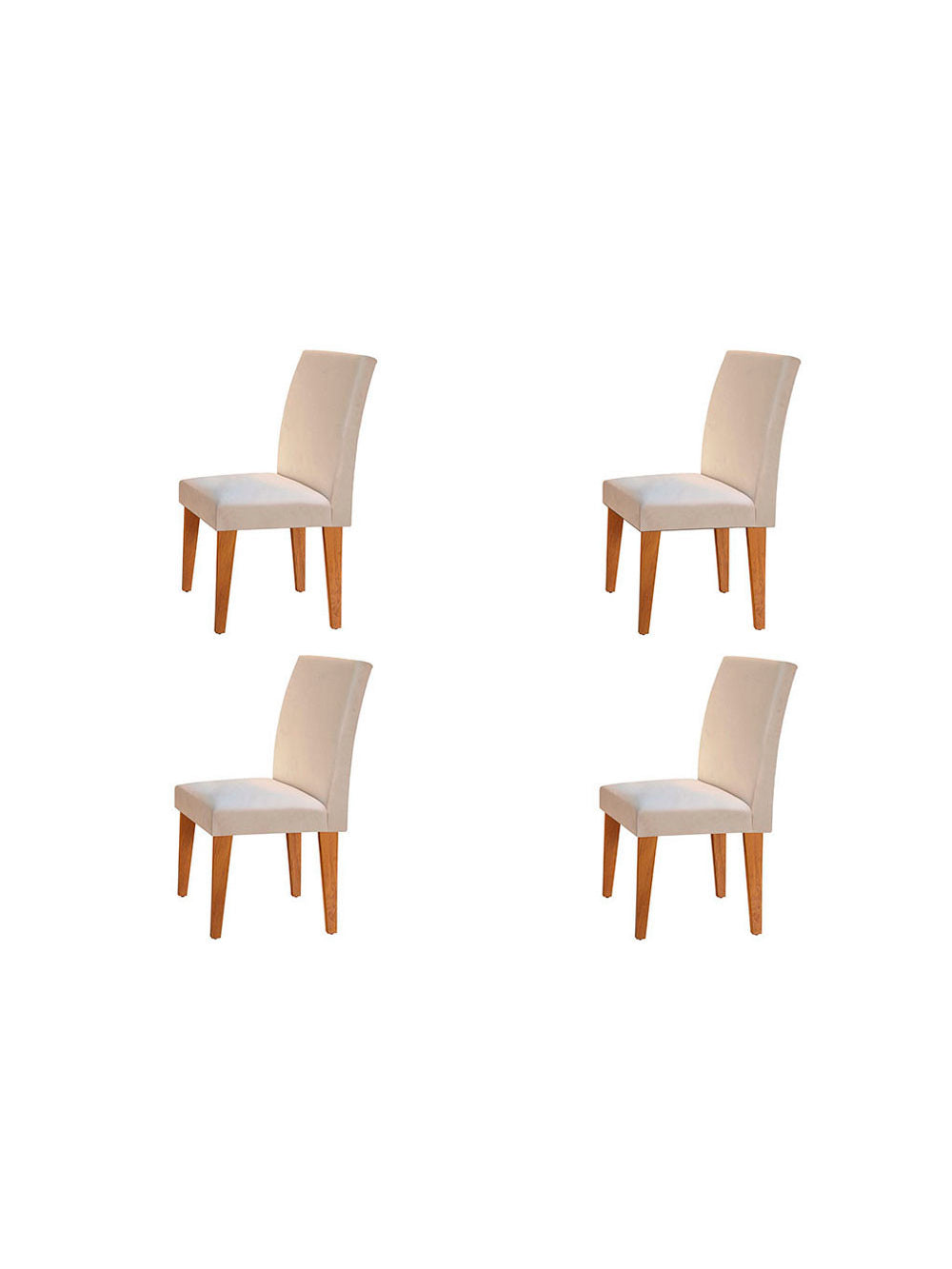 Conjunto Com 4 Cadeiras para Mesa de Jantar Grécia MDF Rufato - Imbuia/Veludo Creme