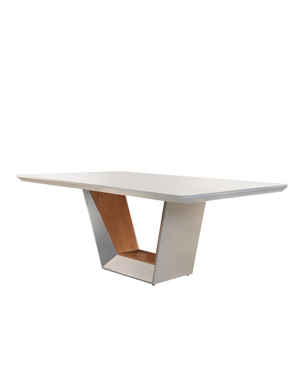 Mesa Rubi 180 cm Madeira e Vidro Mobillare - Off White Imbuia/Cinamomo