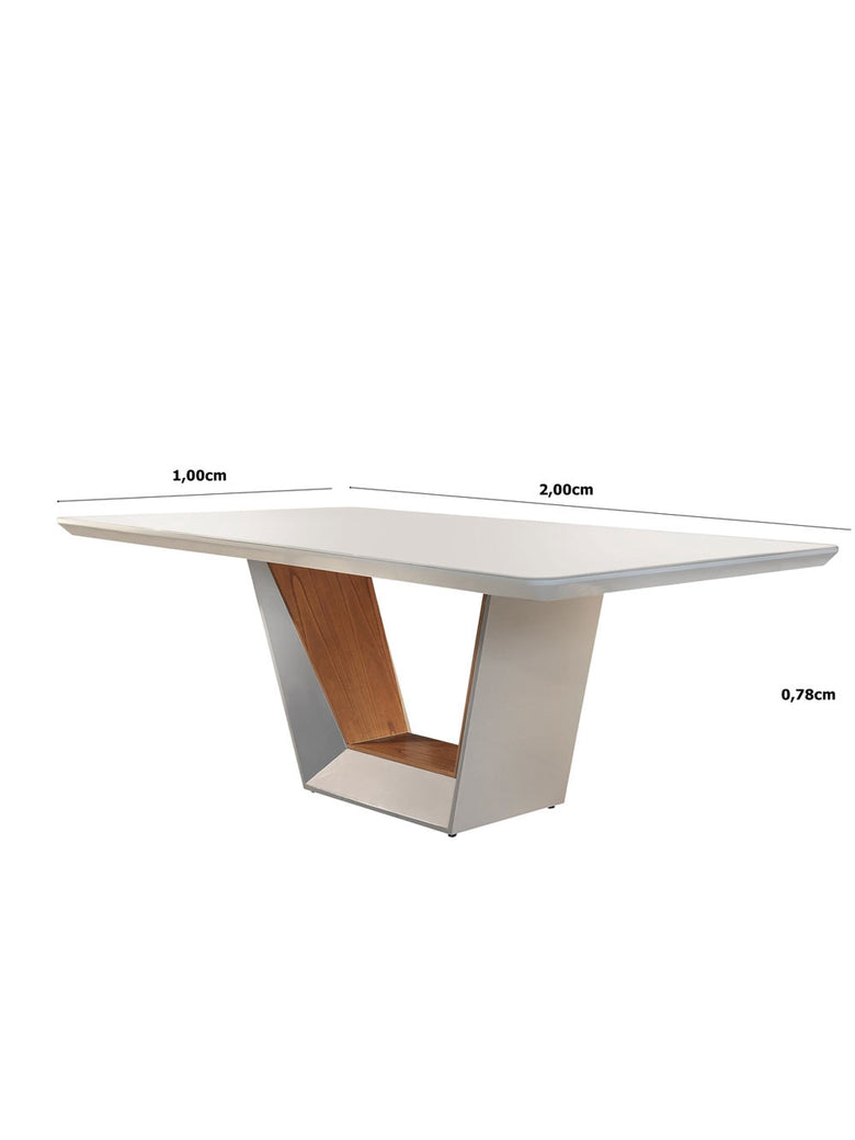 Mesa Rubi 180 cm Madeira e Vidro Mobillare