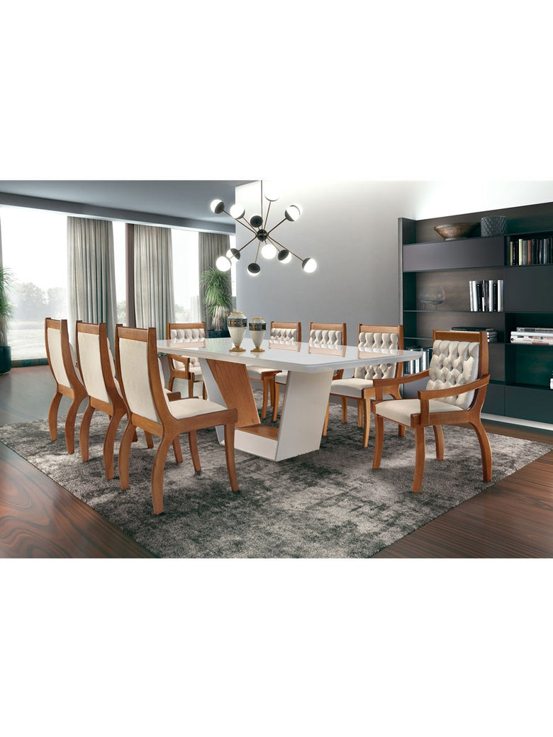 Mesa Rubi 180 cm Madeira e Vidro Mobillare