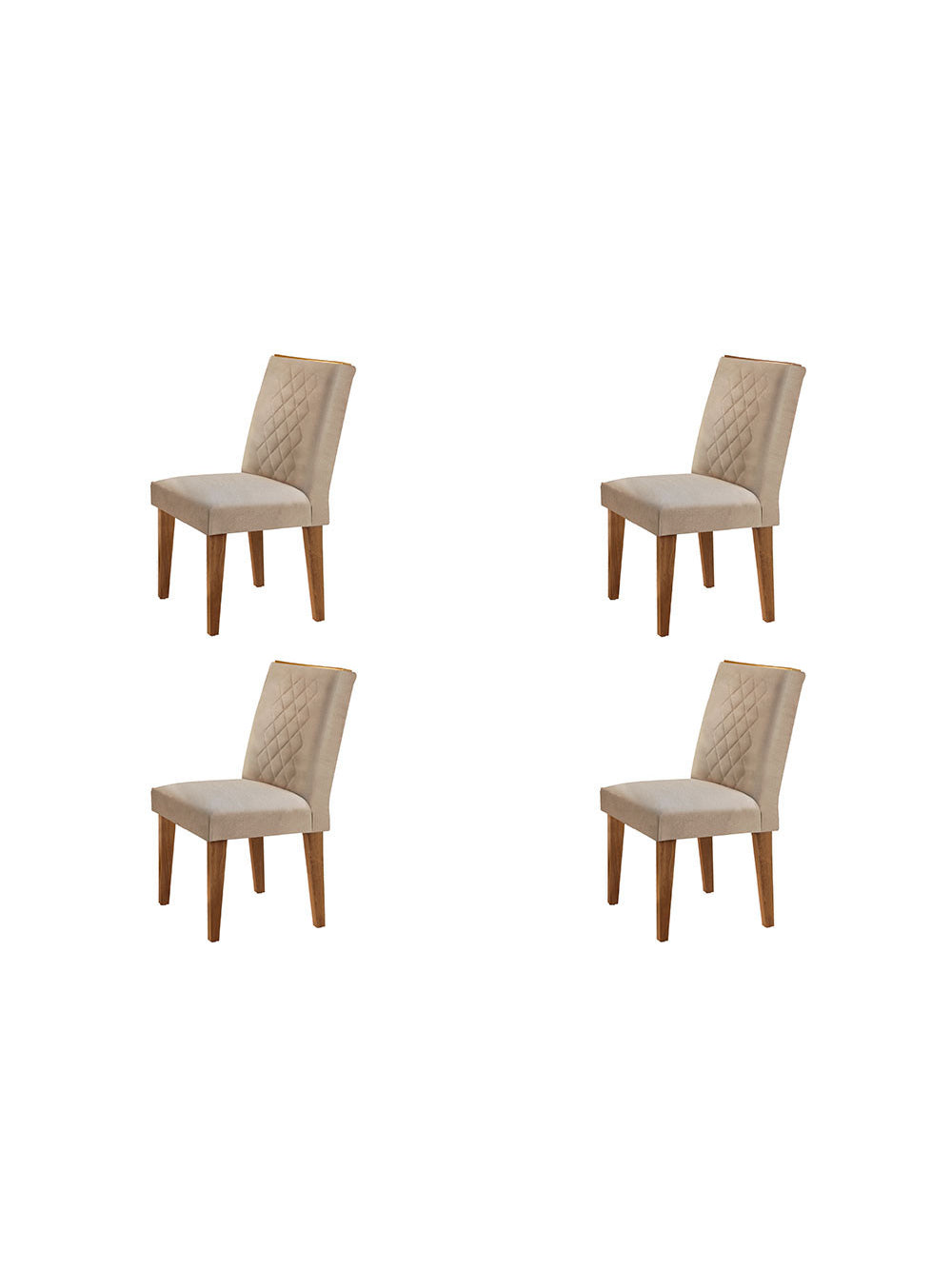 Conjunto Com 4 Cadeiras Para Sala de Jantar Milena Rufato - Imbuia/Animale Chocolate