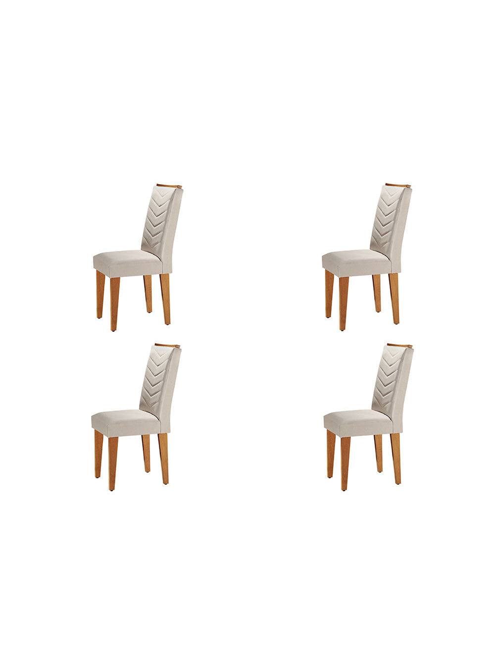 Conjunto Com 4 Cadeiras Para Sala de Jantar Liz Rufato - Imbuia/Veludo Creme