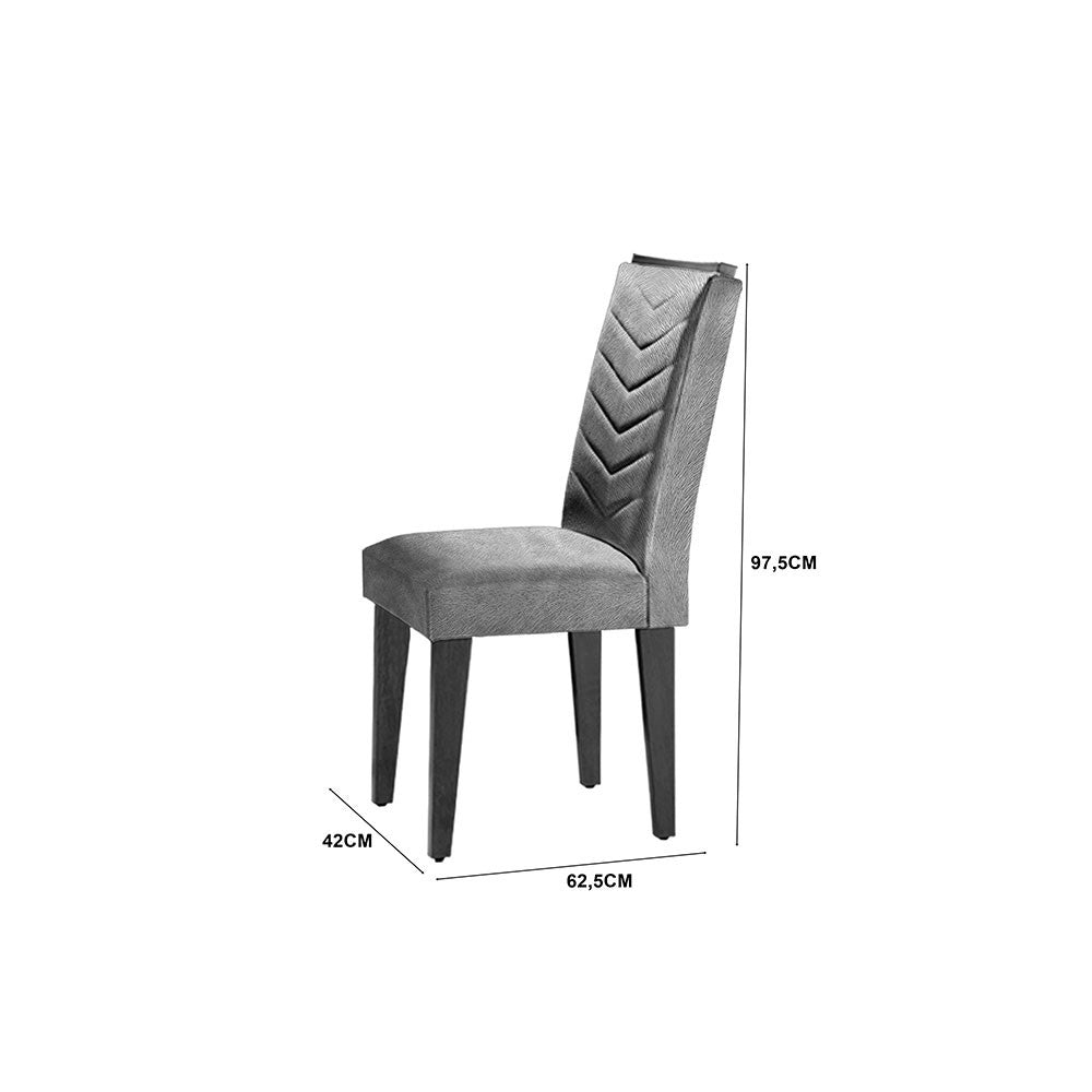 Conjunto Com 6 Cadeiras Para Sala de Jantar Liz Rufato - Imbuia/Veludo Creme