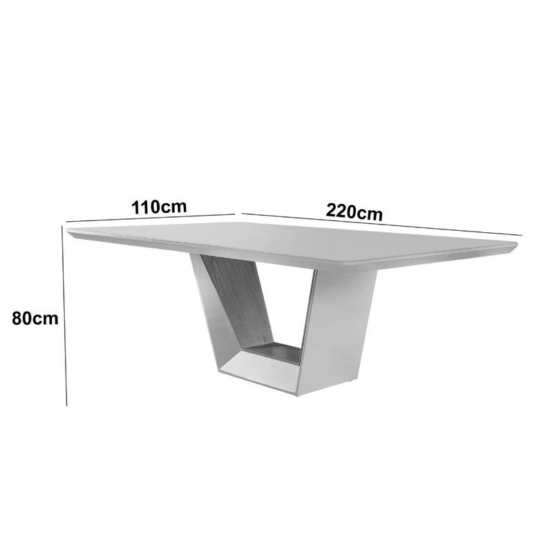 Mesa para Sala de Jantar Rubi 220cm Madeira com Vidro Moderna Mobília