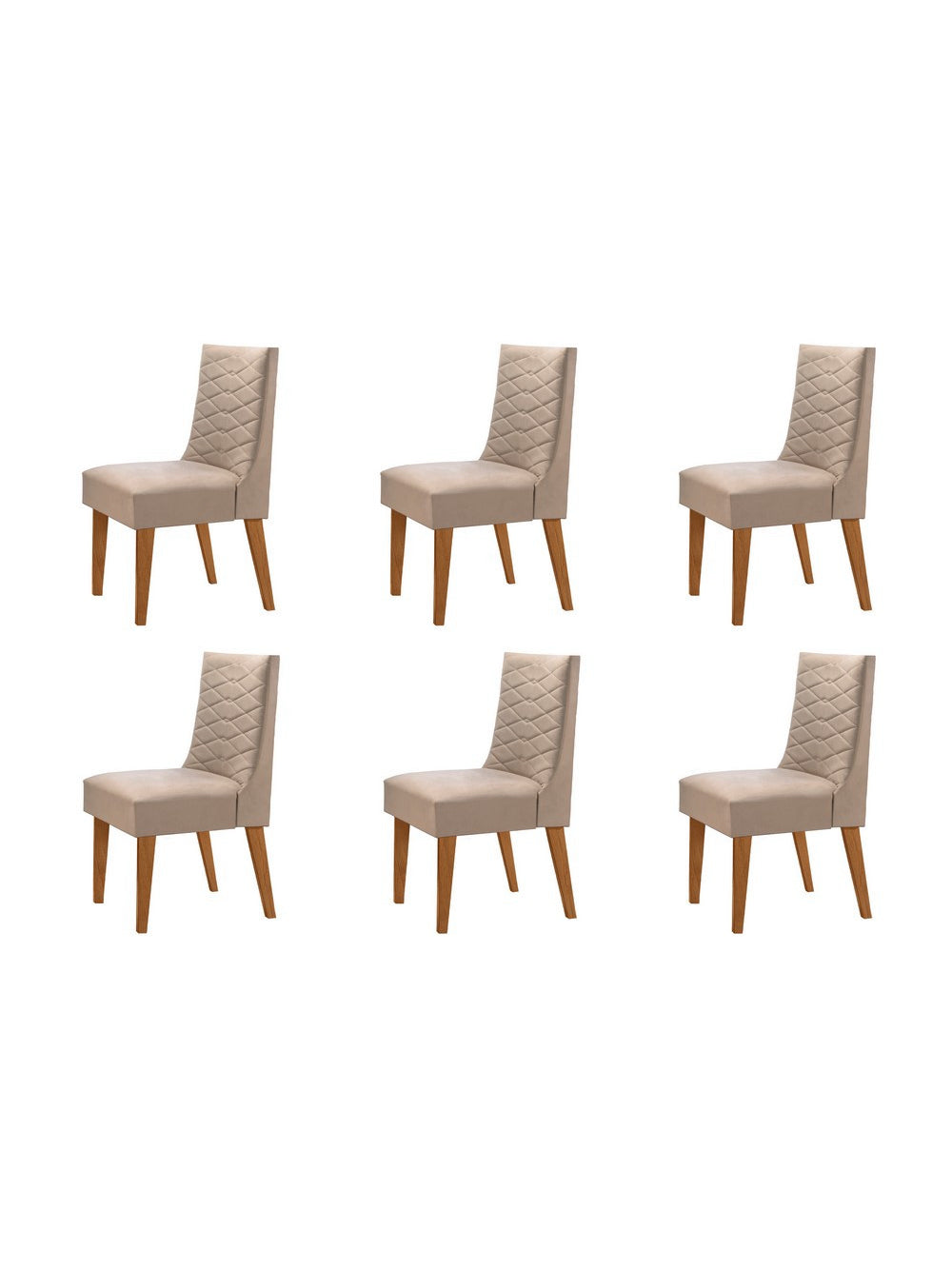 Conjunto Com 6 Cadeiras Safira Rufato - Imbuia/Veludo Creme