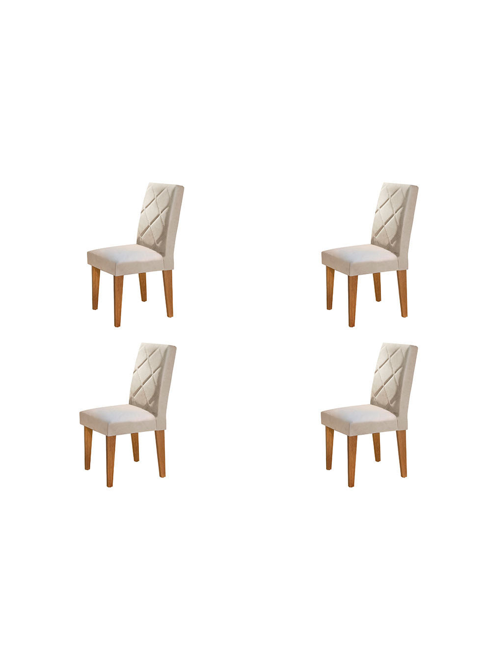 Conjunto Com 4 Cadeiras Olímpia Rufato - Imbuia/Veludo Creme
