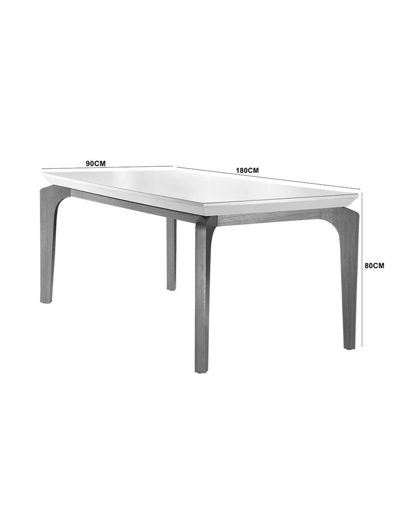 Sala De Jantar Liz 180 Tampo MDF Com Vidro Canto Reto 6 Cadeiras Safira Rufato