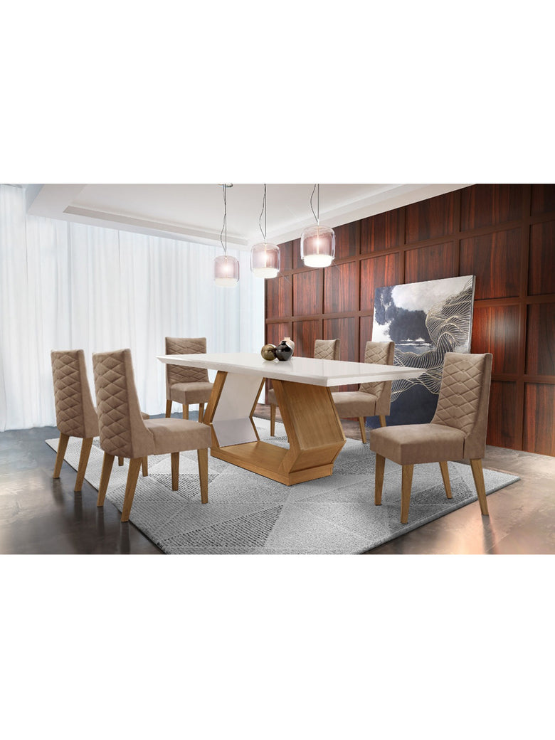 Sala de Jantar Lara 180cm MDF e com 6 Cadeiras Safira
