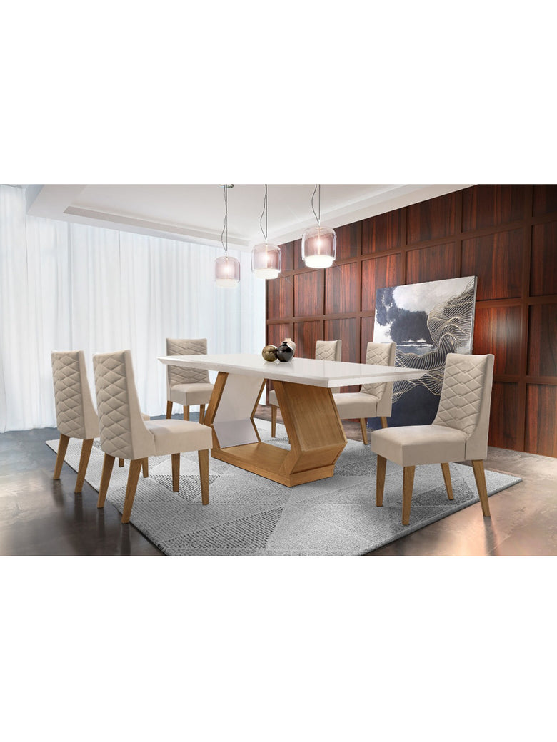 Sala de Jantar Lara 180cm MDF e com 6 Cadeiras Safira