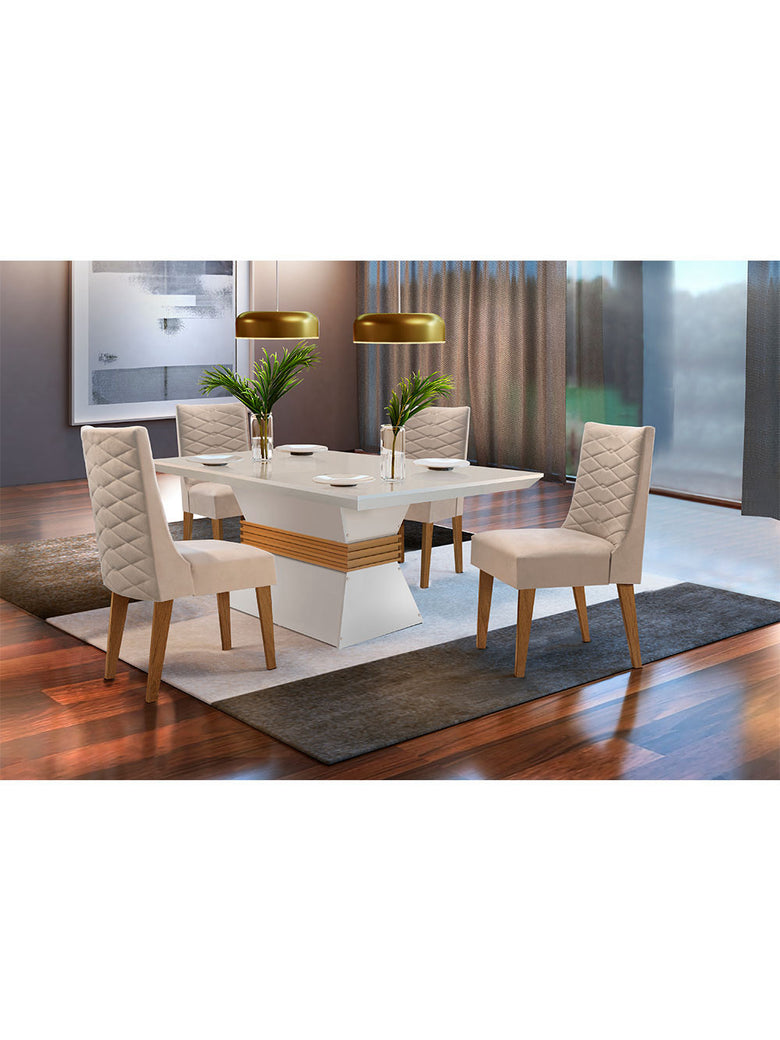 Sala De Jantar Lucy 120 Tampo MDF Com 4 Cadeiras Safira Rufato