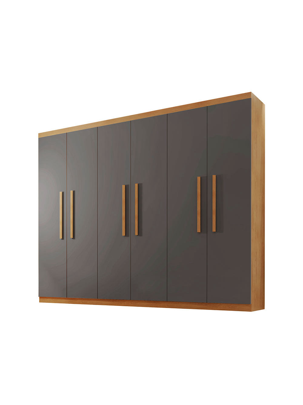 Guarda Roupa Casal Hera 6 Portas MDF Rufato - Imbuia com Grafite