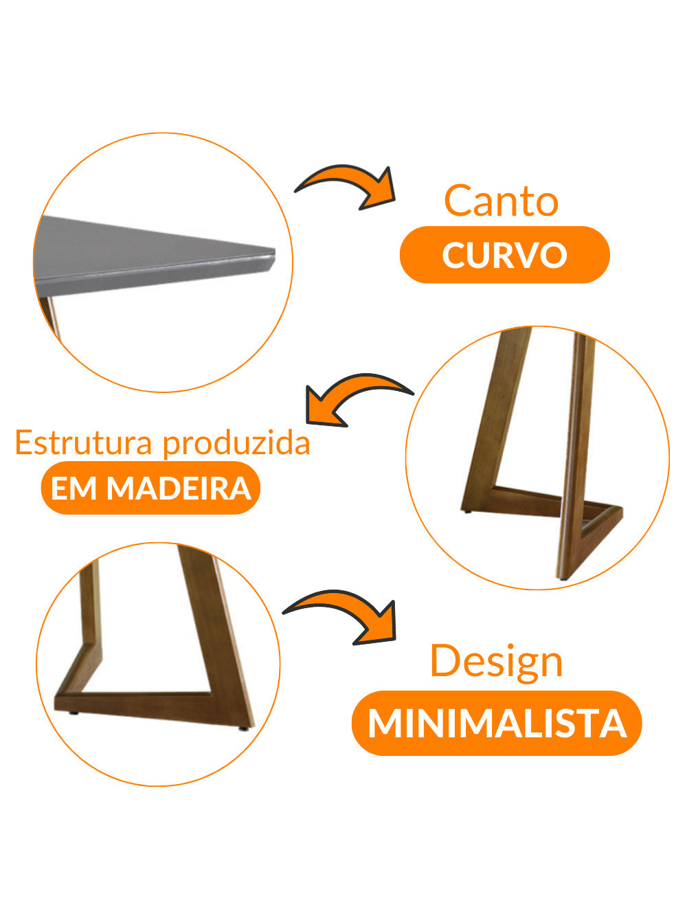 Mesa Munique 180cm Madeira com Vidro Mobillare