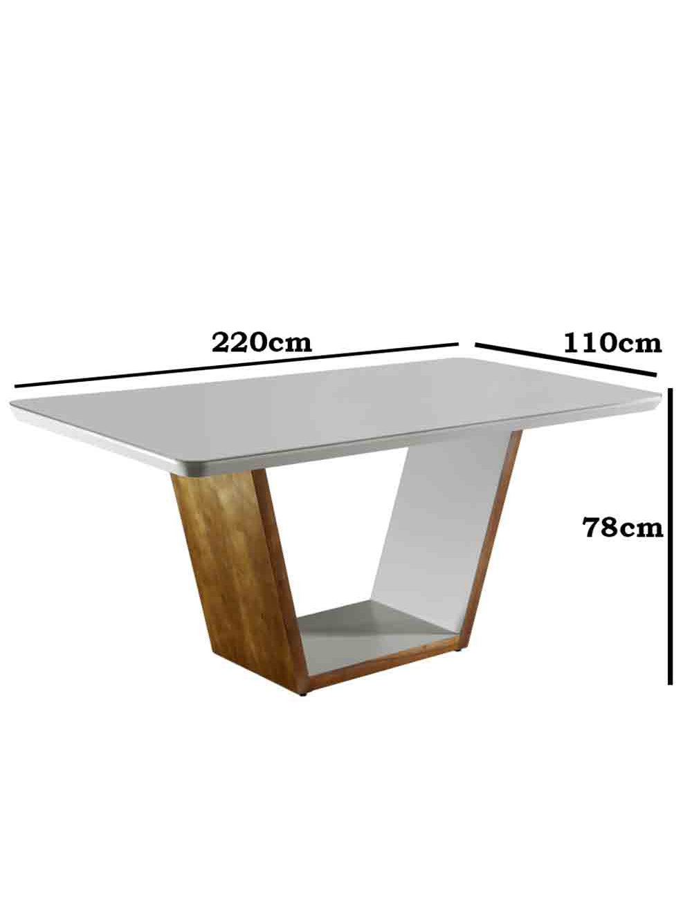 Mesa para Sala Jantar Luna 220 Mobillare - Off White/Imbuia