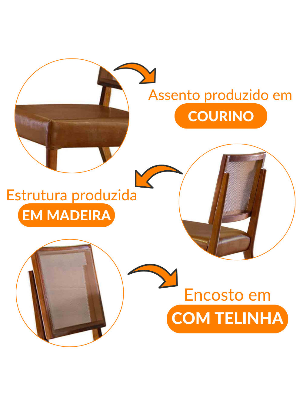 Conjunto com 2 Cadeiras Aila em Madeira Maciça para Sala de Jantar Mobillare