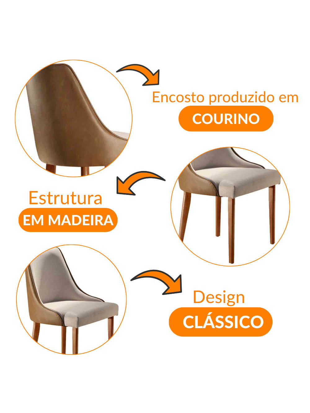 Conjunto com 2 Cadeiras Esmeralda em Madeira Maciça para Sala de jantar - Moderna