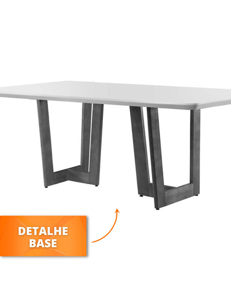 Mesa Patros 180 cm Madeira e Vidro Mobillare