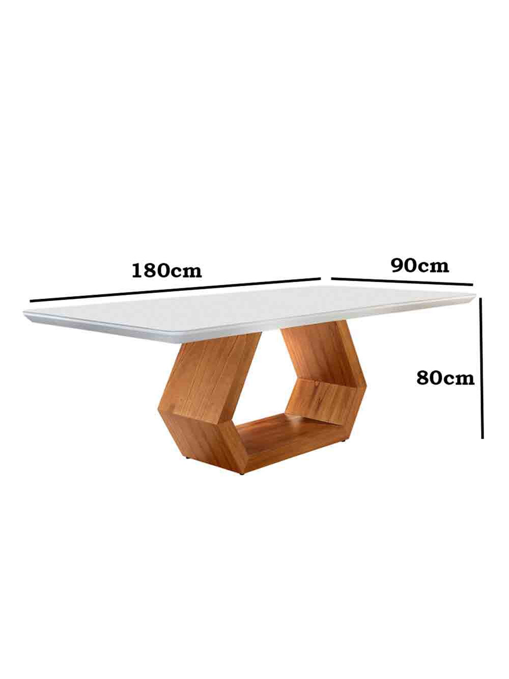 Mesa Ane 180cm Madeira e Vidro Mobillare