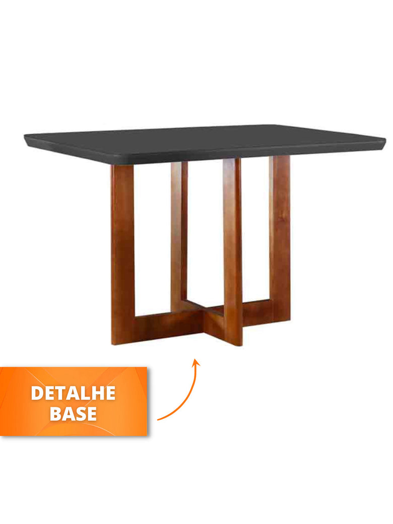 Mesa para Sala de Jantar Patros 120cm Madeira com Vidro Moderna Mobília