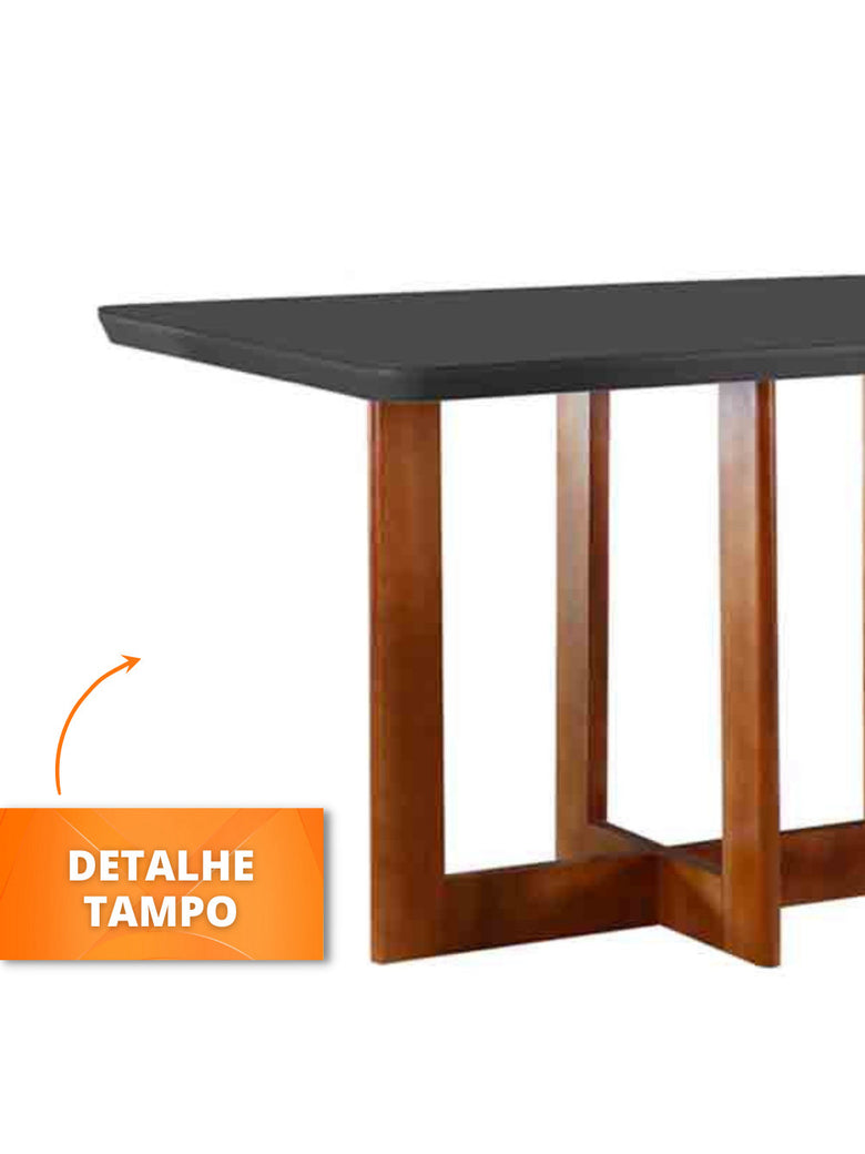 Mesa para Sala de Jantar Patros 120cm Madeira com Vidro Moderna Mobília