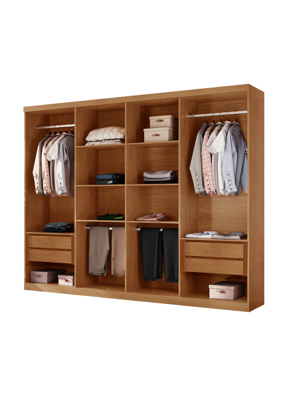 Closet Casal Hera Gold 4 gavetas e 8 prateleiras MDF Rufato - Imbuia