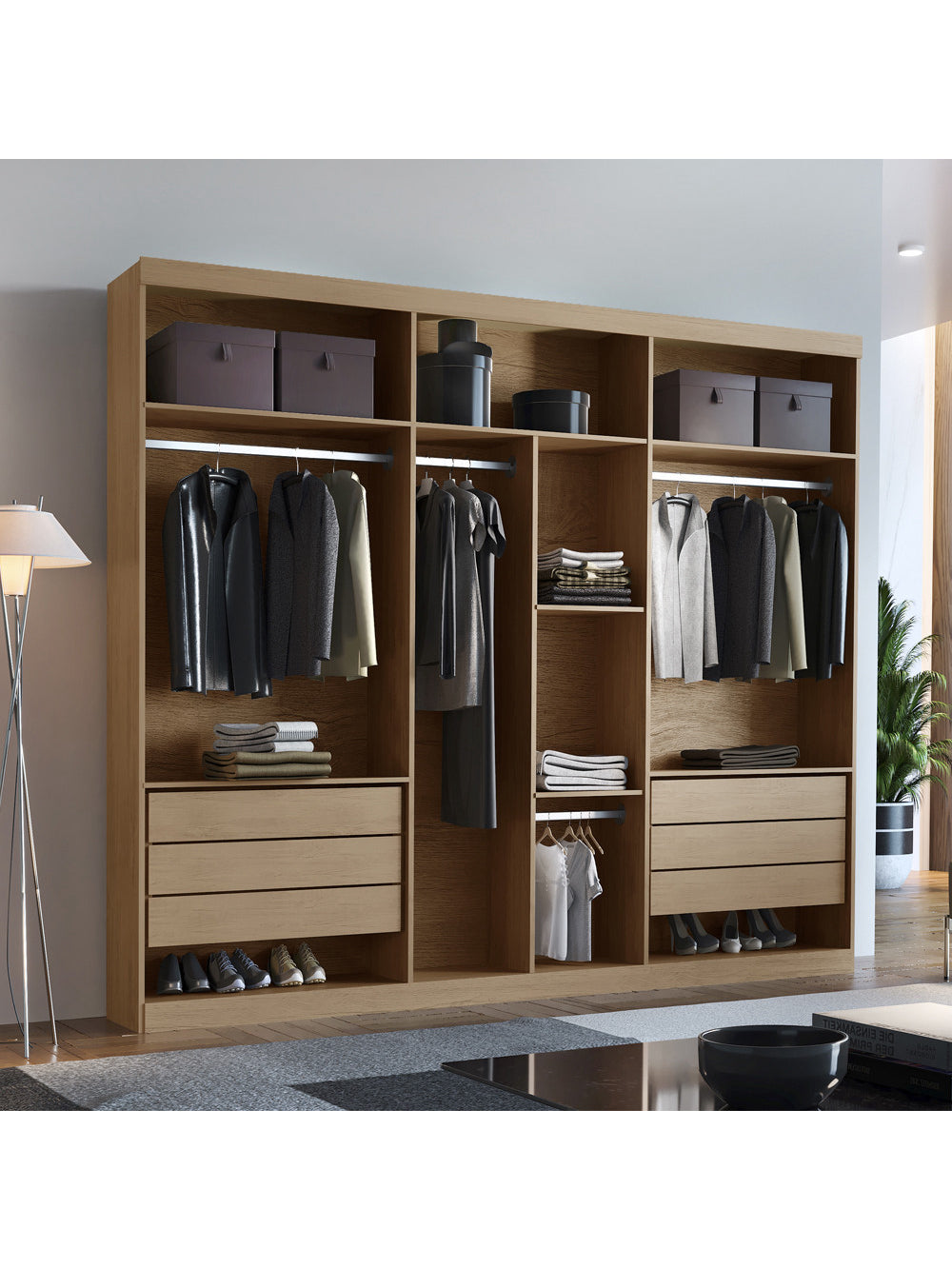 Closet Casal Maya 6 Gavetas 7 Prateleiras MDF Rufato - Imbuia