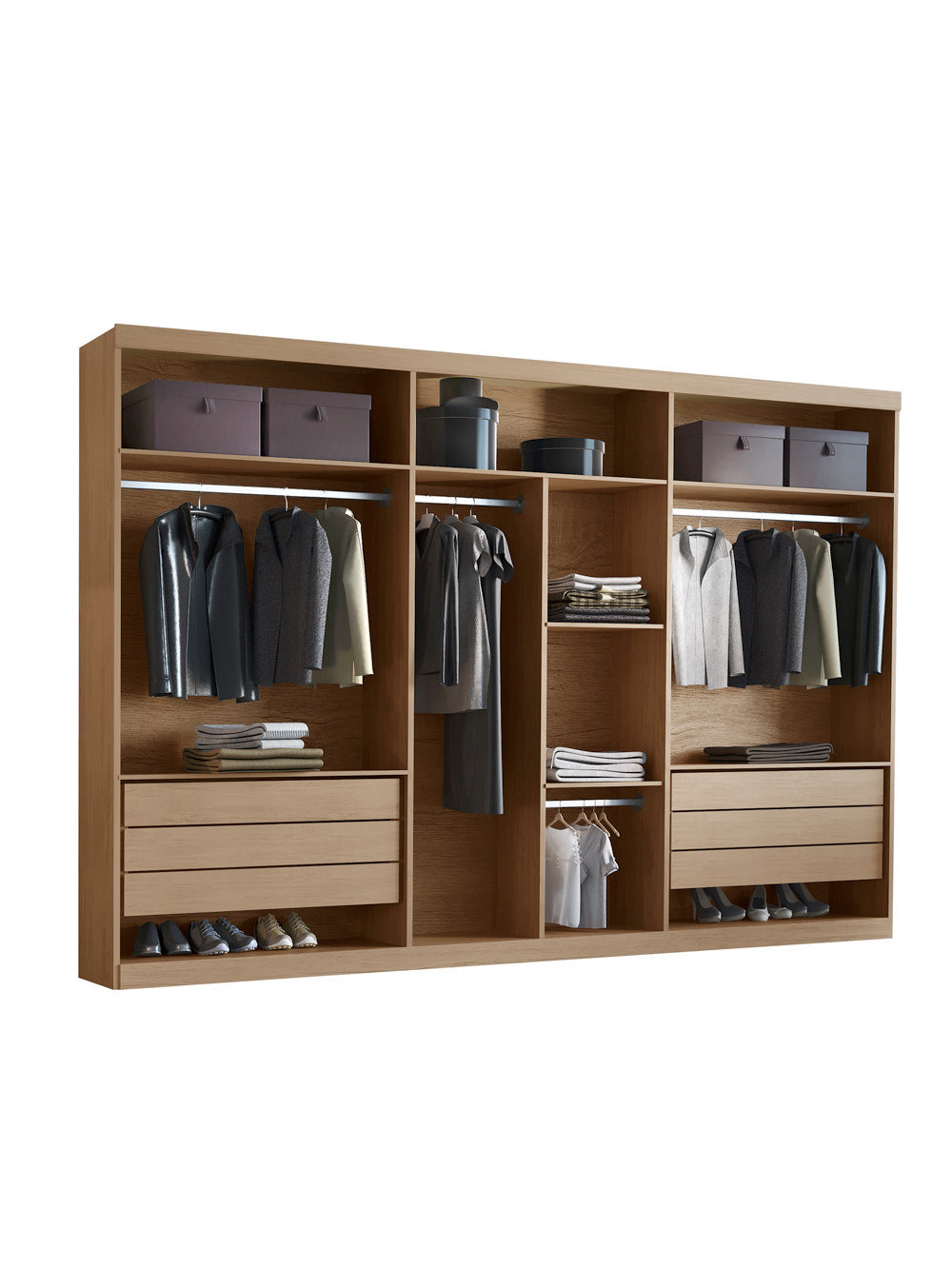 Closet Casal Maya 6 Gavetas 7 Prateleiras MDF Rufato - Imbuia