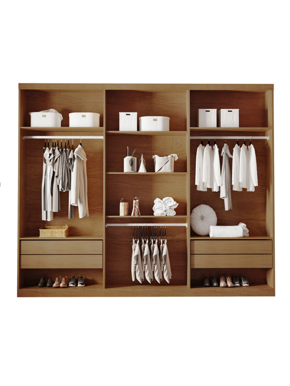 Closet Casal Encanto 4 Gavetas 5 Prateleiras MDF Rufato - Imbuia