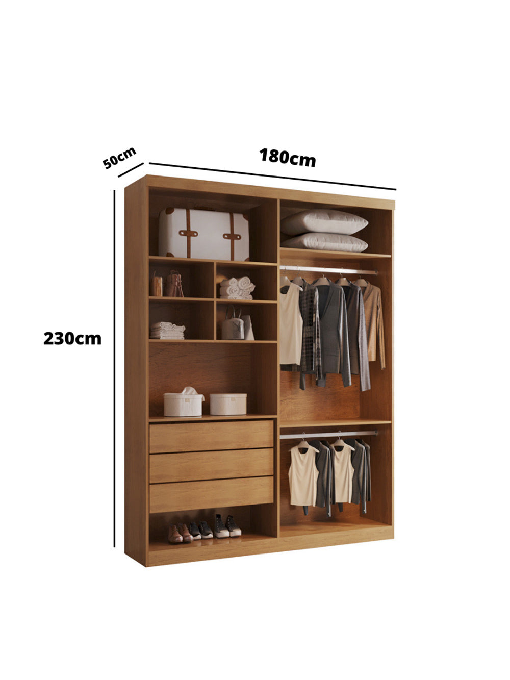 Closet Solteiro Fenix com 3 Gavetas e 8 Prateleiras MDF Rufato