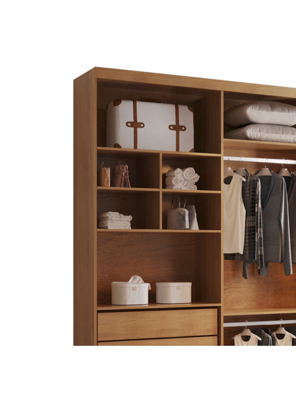 Closet Solteiro Fenix com 3 Gavetas e 8 Prateleiras MDF Rufato