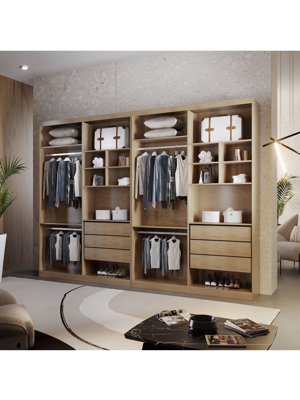 Closet Casal Fenix Premium 6 Gavetas 16 Prateleiras MDF Rufato - Imbuia