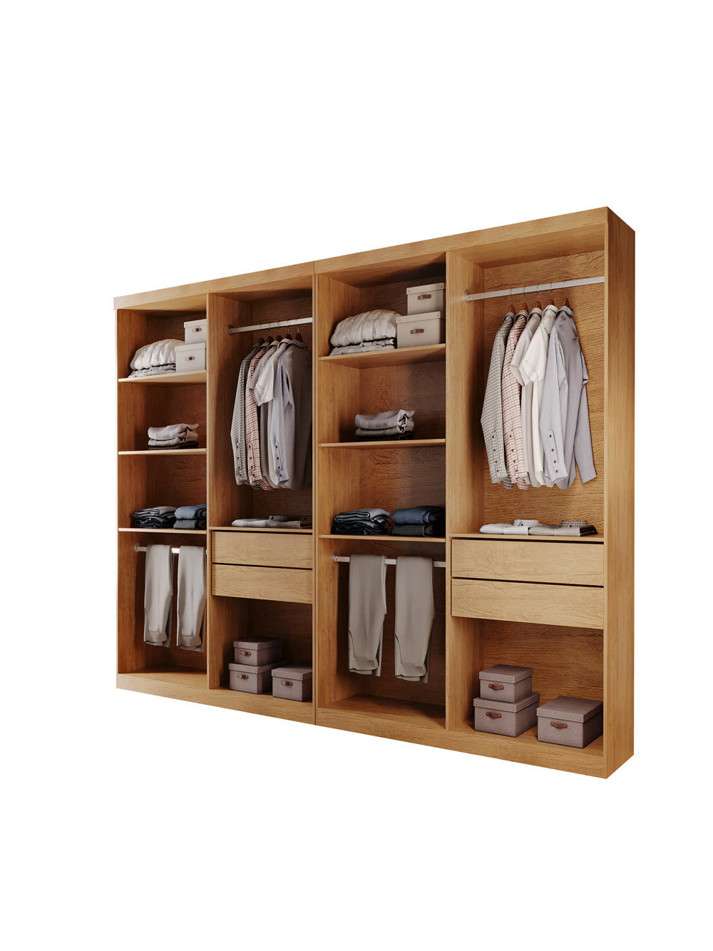 Closet Solteiro Hera Premium 4 Gavetas 8 Prateleiras MDF Rufato - Imbuia