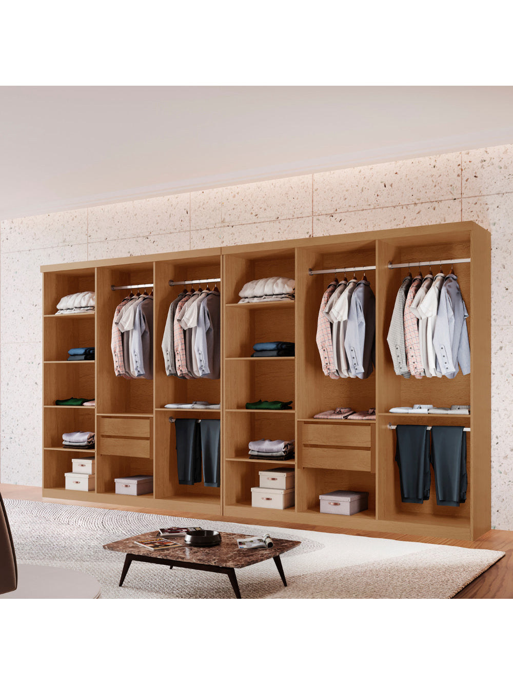 Closet Casal Hera Premium 4 Gavetas e 10 prateleiras MDF Rufato - Imbuia