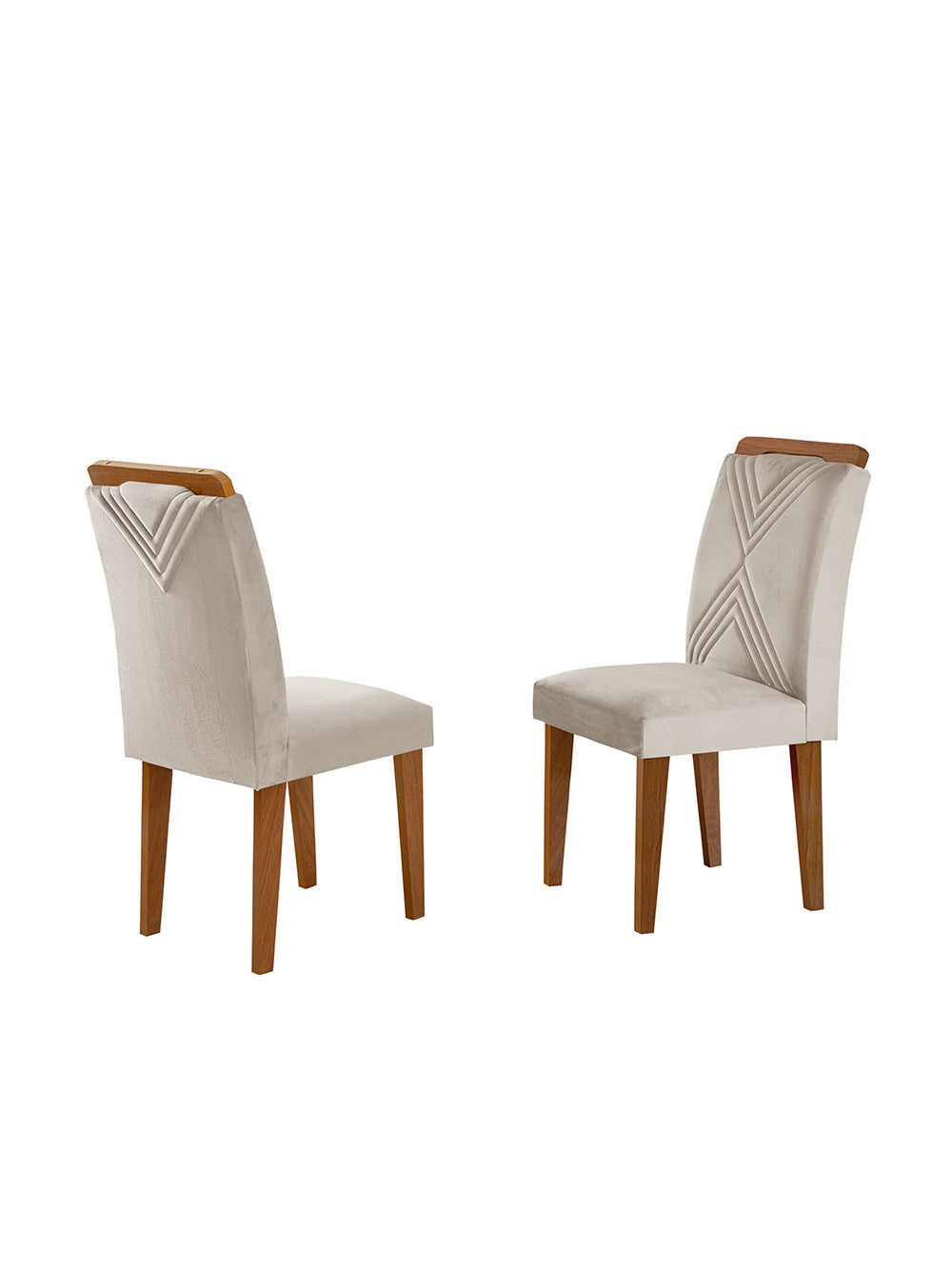 Conjunto Com 2 Cadeiras Sarah para Sala de Jantar em MDF Rufato - Veludo Creme e Imbuia