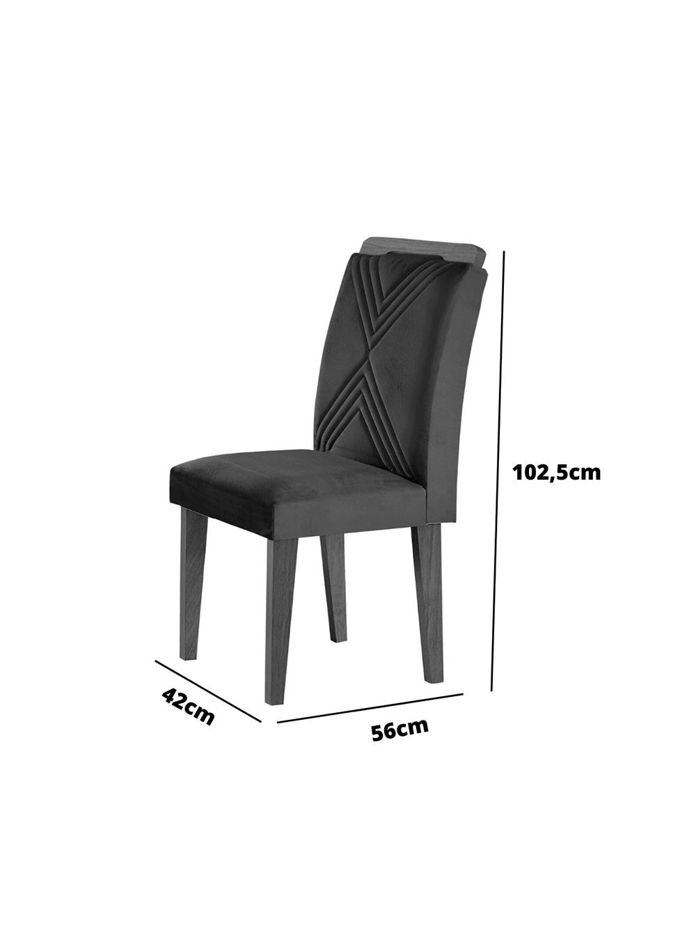 Conjunto Com 2 Cadeiras Sarah para Sala de Jantar em MDF Rufato - Veludo Grafite e Imbuia
