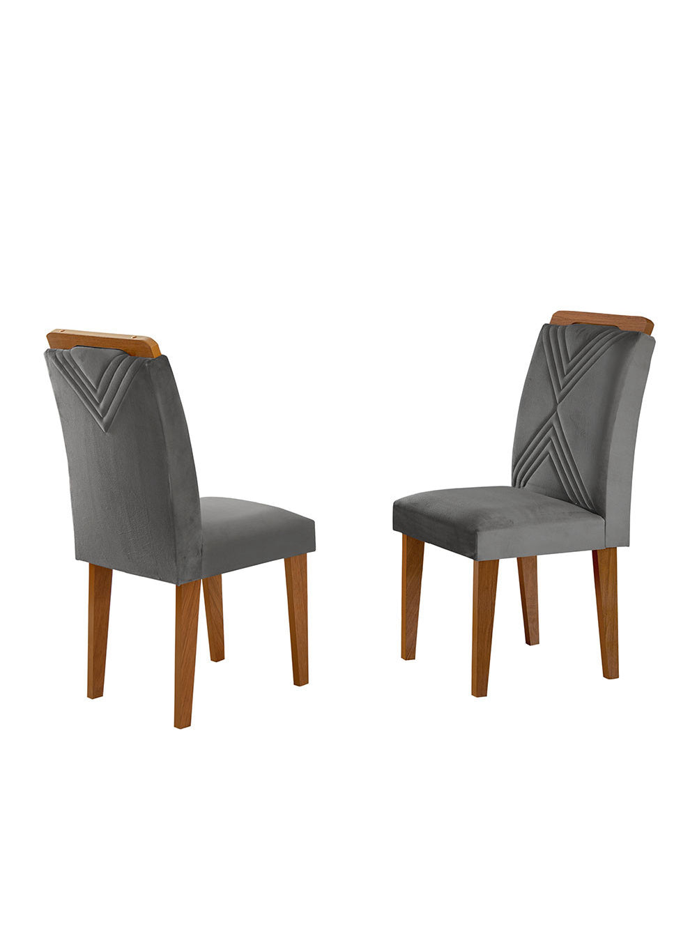 Conjunto Com 2 Cadeiras Sarah para Sala de Jantar em MDF Rufato - Veludo Grafite e Imbuia