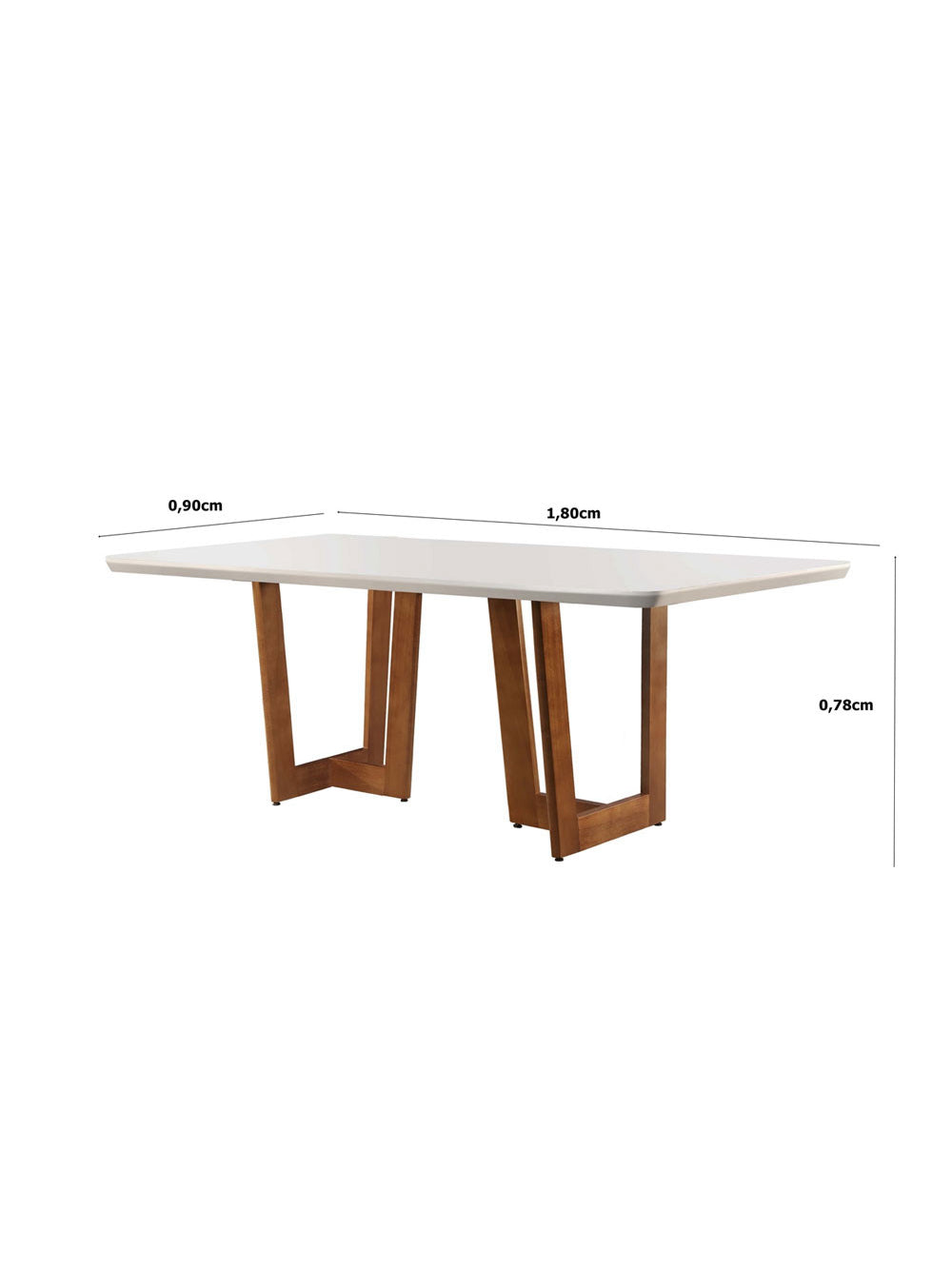 Mesa Patros 180 cm Madeira e Vidro Mobillare