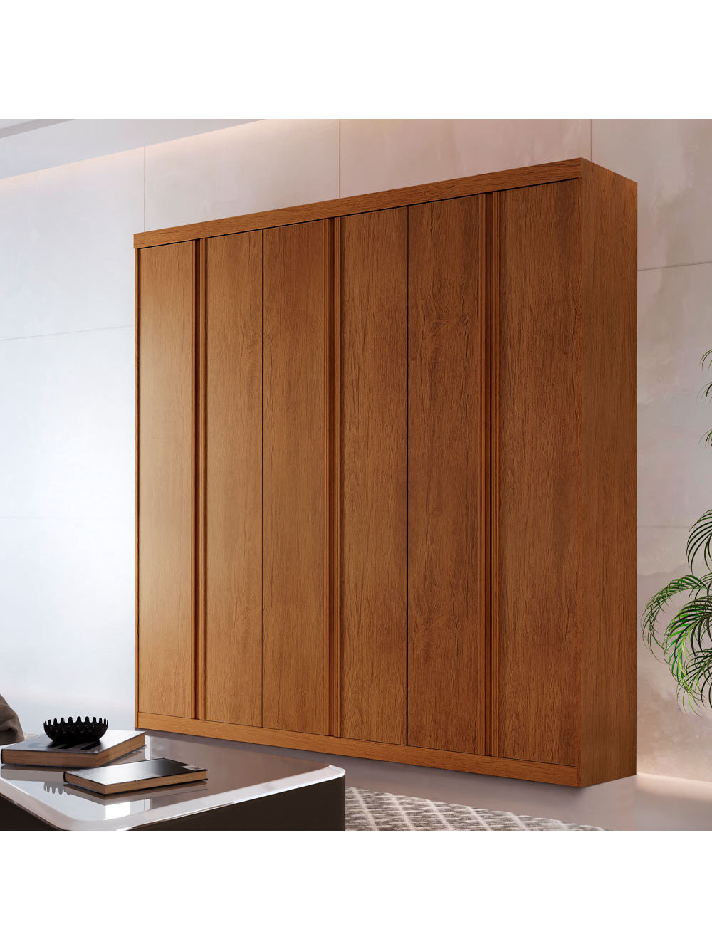 Guarda Roupa Casal Boston 6 Portas e 4 Gavetas MDF Moderna - Imbuia