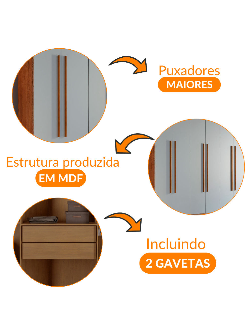 Guarda Roupa Casal Heros 6 Portas e 2 Gavetas MDF Moderna