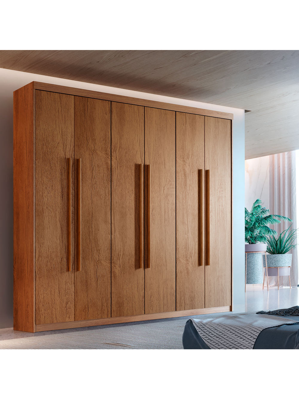 Guarda Roupa Casal Heros 6 Portas e 2 Gavetas MDF Moderna - Imbuia